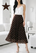 ESLRPDB Lorris Polka Dot Pleated Skirt Dark Brown