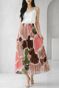 ESLRWBR Lorris Abstract Pleated Skirt Brown