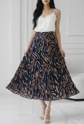 ESLRZNV Lorris Zebra Pleated Skirt Navy