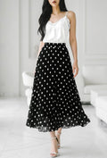 ESLRPBK Lorris Polka Dot Pleated Skirt Black