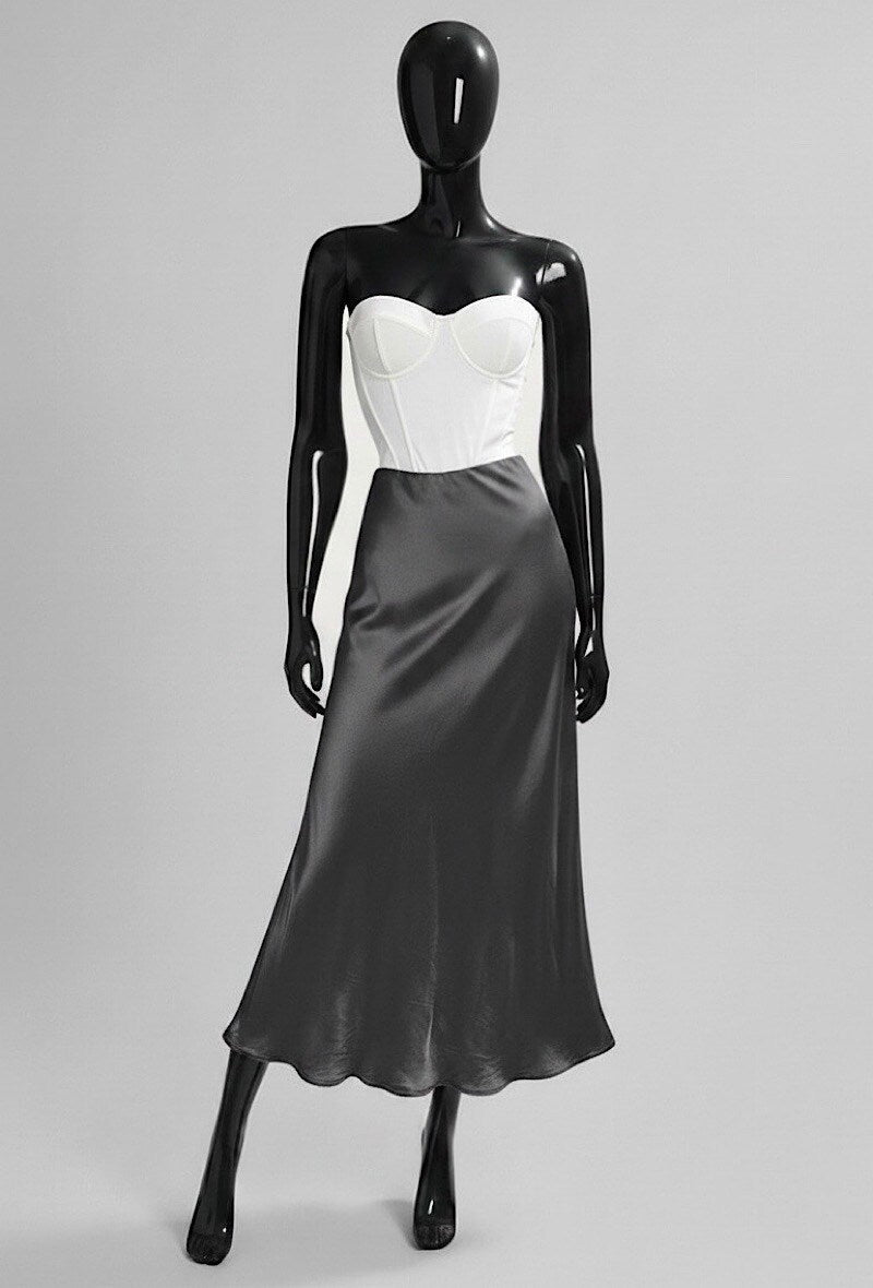 ELO13 Charcoal Satin Skirt