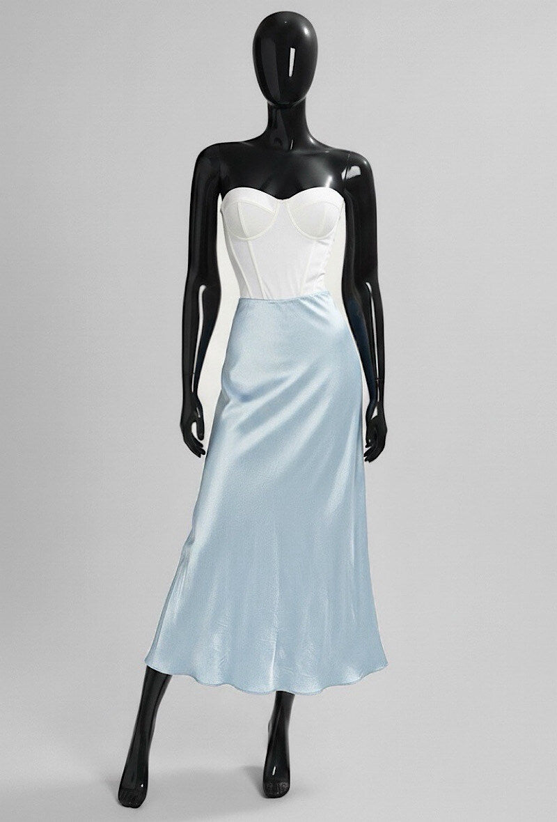 ELO14 Sky Blue Satin Skirt