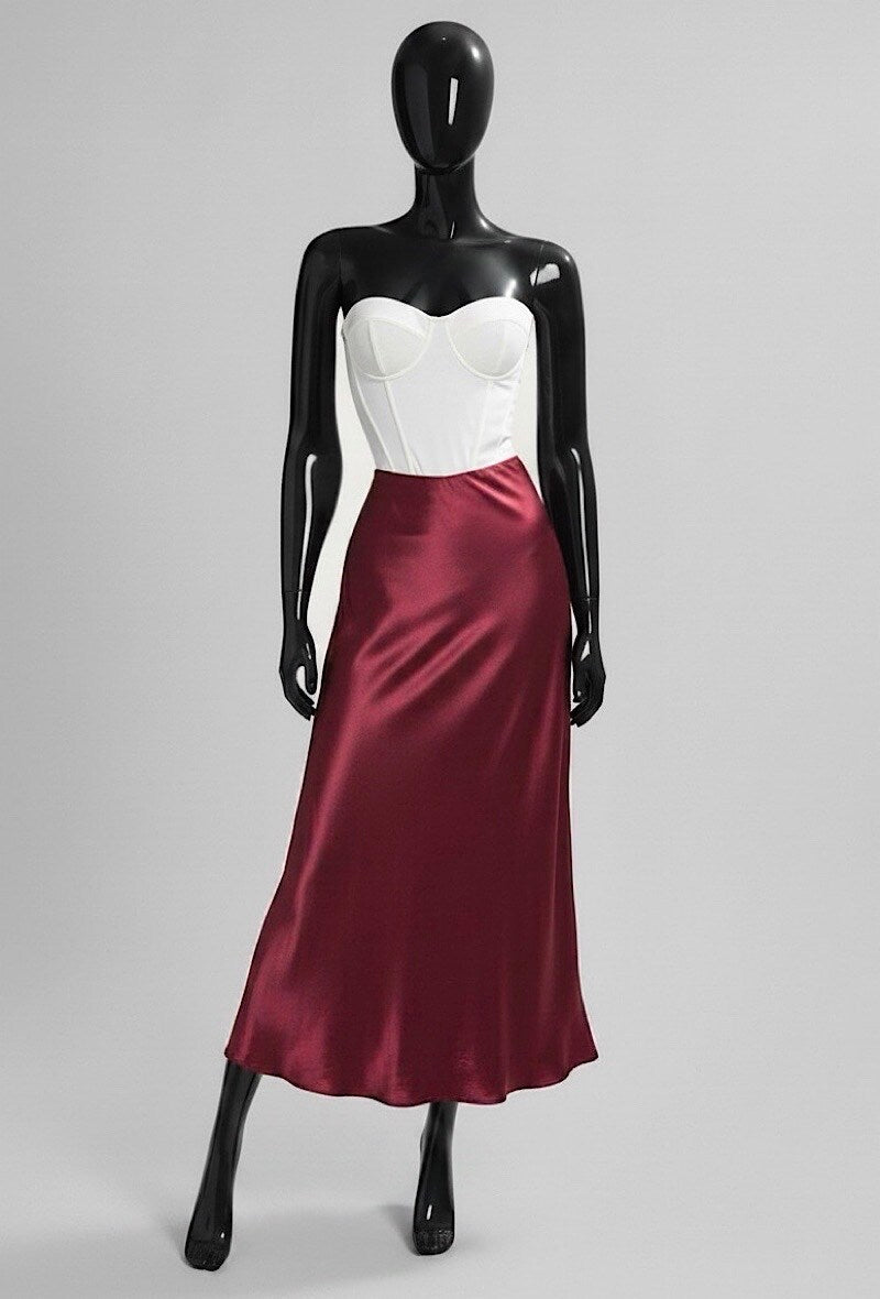 ELO10 Burgundy Satin Skirt