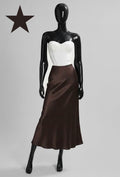 ELO11 Dark Brown Satin Skirt