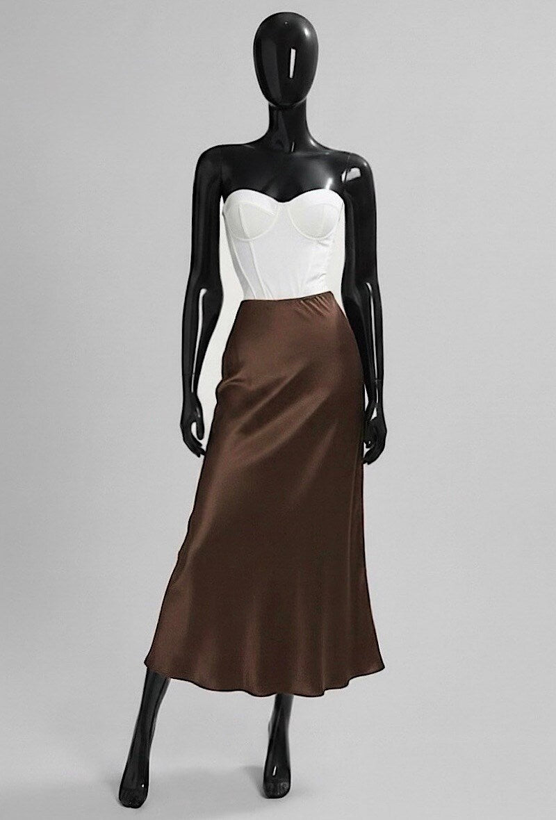 ELO1 Cognac Satin Skirt