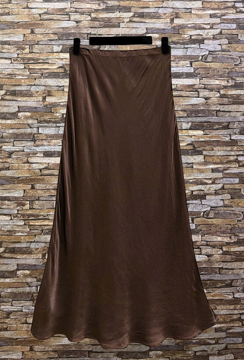 ELO1 Cognac Satin Skirt