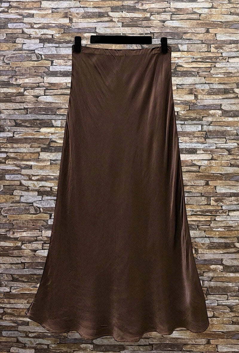 ELO1 Cognac Satin Skirt