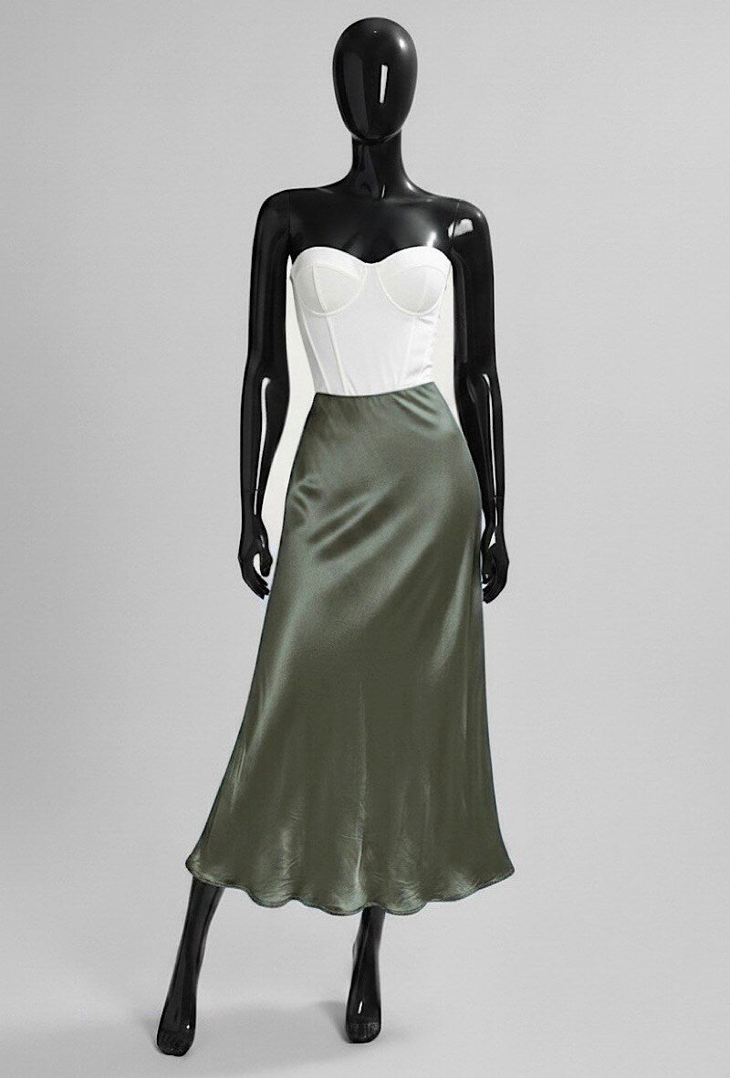 ELO4 Khaki Satin Skirt
