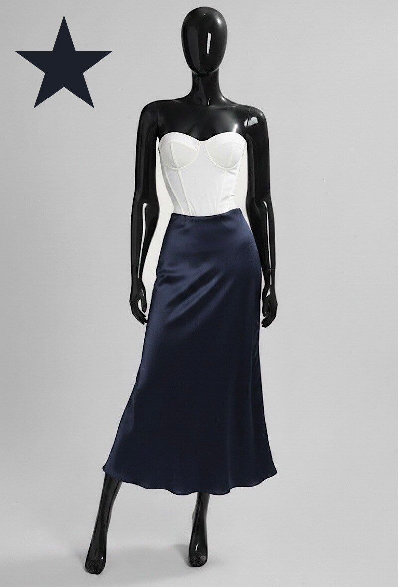 ELO5 Navy Satin Skirt