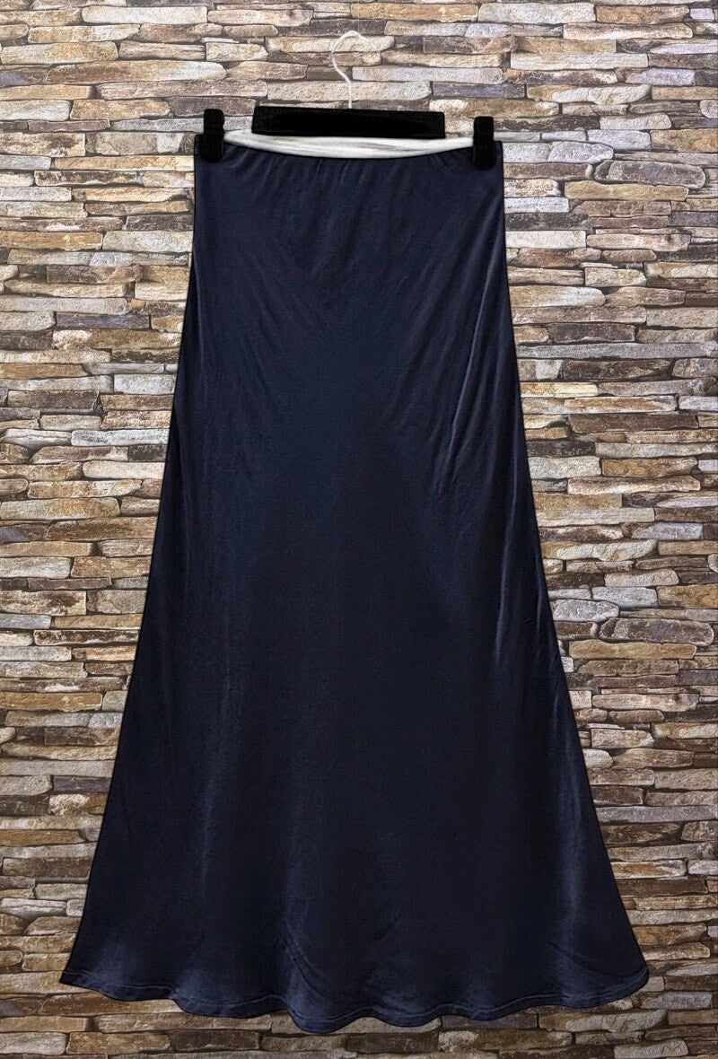 ELO5 Navy Satin Skirt
