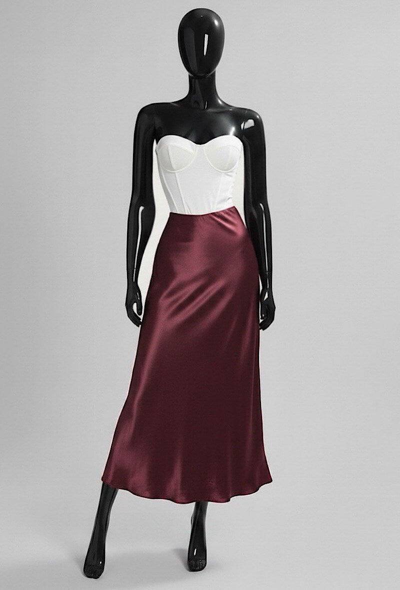 ELO17 Plum Satin Skirt