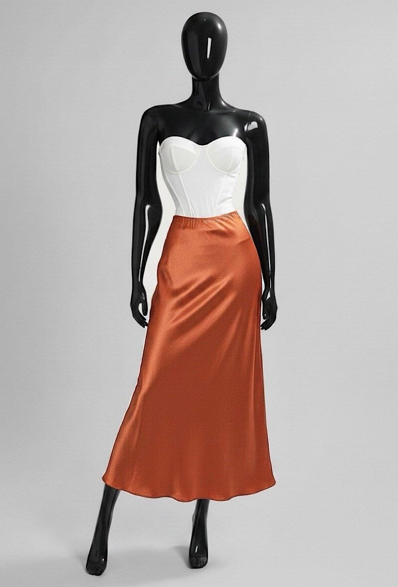 ELO7 Rust Satin Skirt