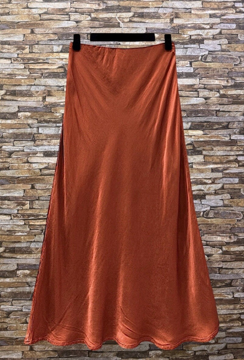 ELO7 Rust Satin Skirt
