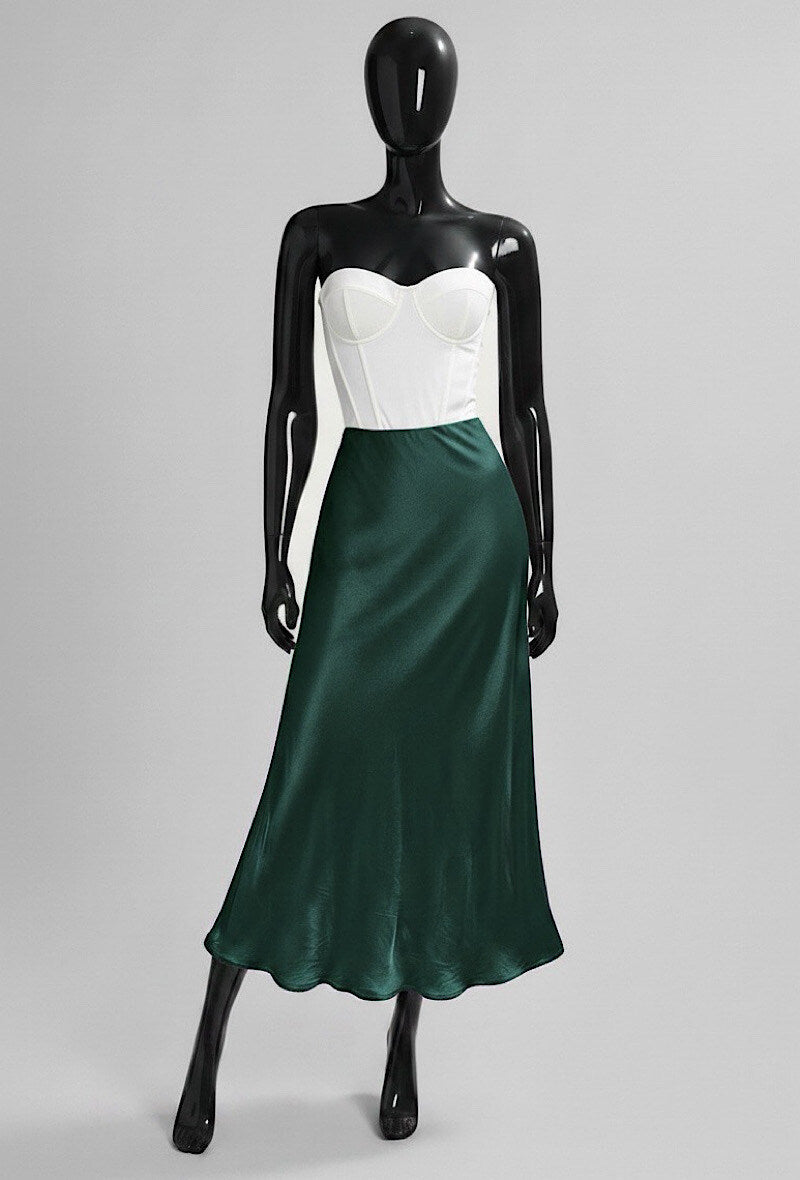 ELO12 Forest Green Satin Skirt