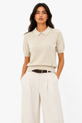 LUPCP5 Ecru Pearl Collar Sweater