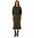 LULKS3 Olive Tiered Ruffle Skirt