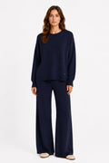 LU8 Navy Oversize Knit Set