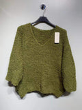 CO12 Khaki Fuzzy V-Neck Sweater