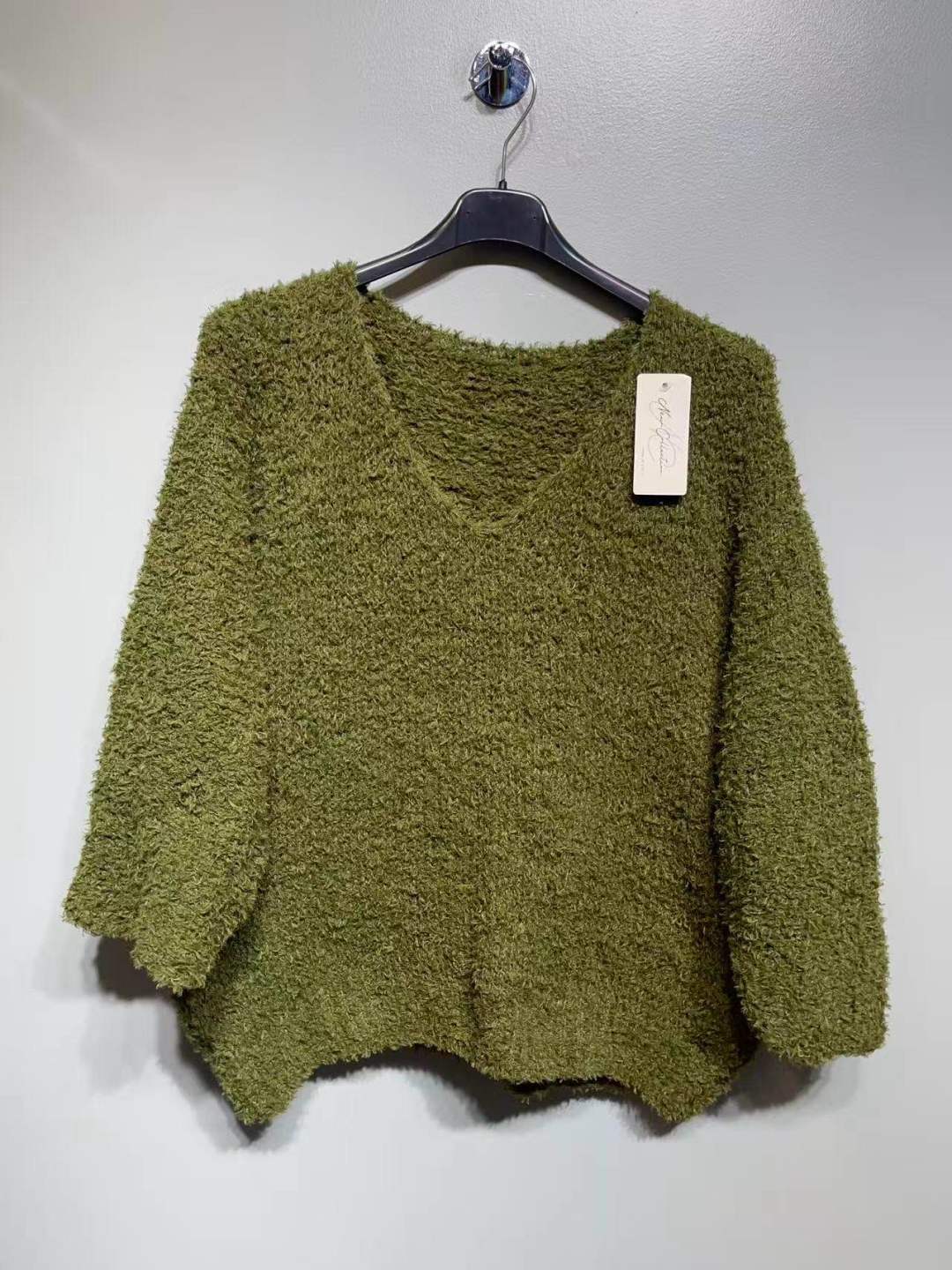 CO12 Khaki Fuzzy V-Neck Sweater