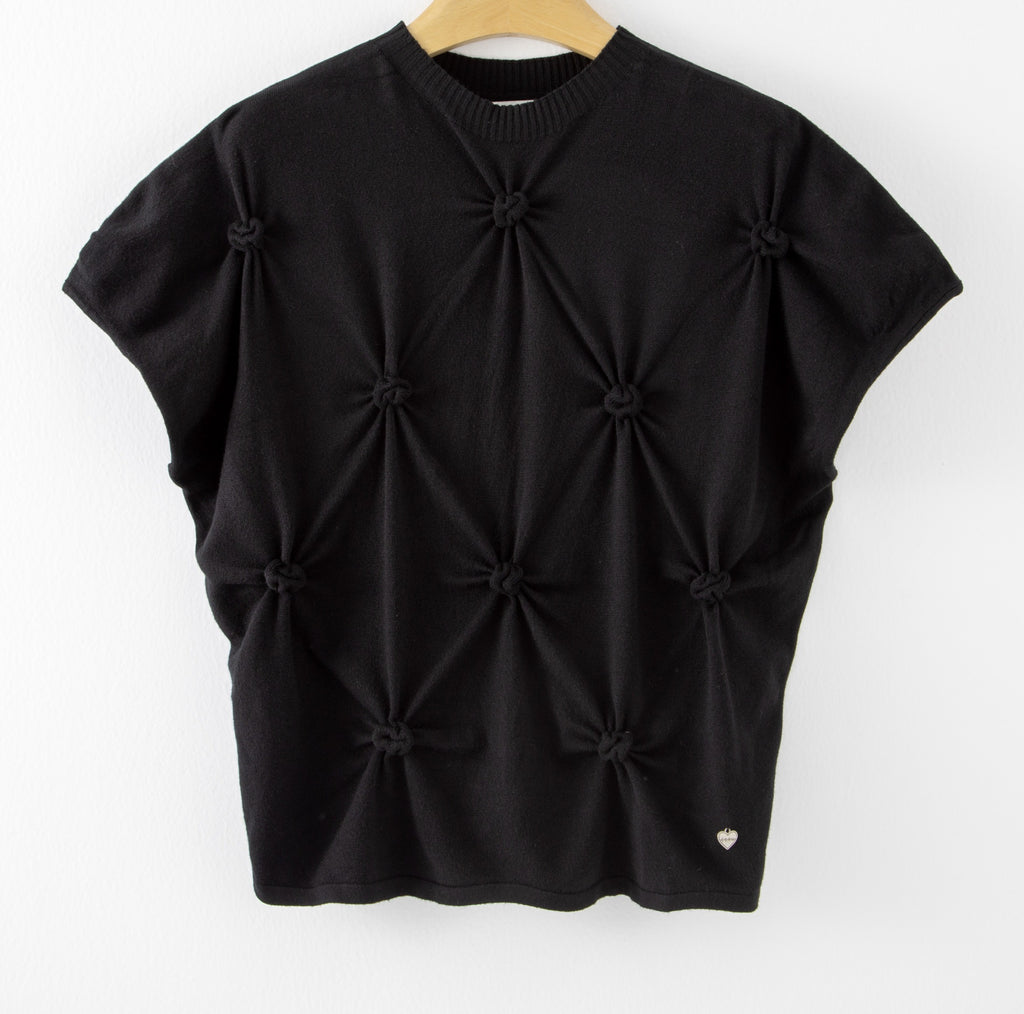 LUHPS2 Black Handmade Pintuck Sweater