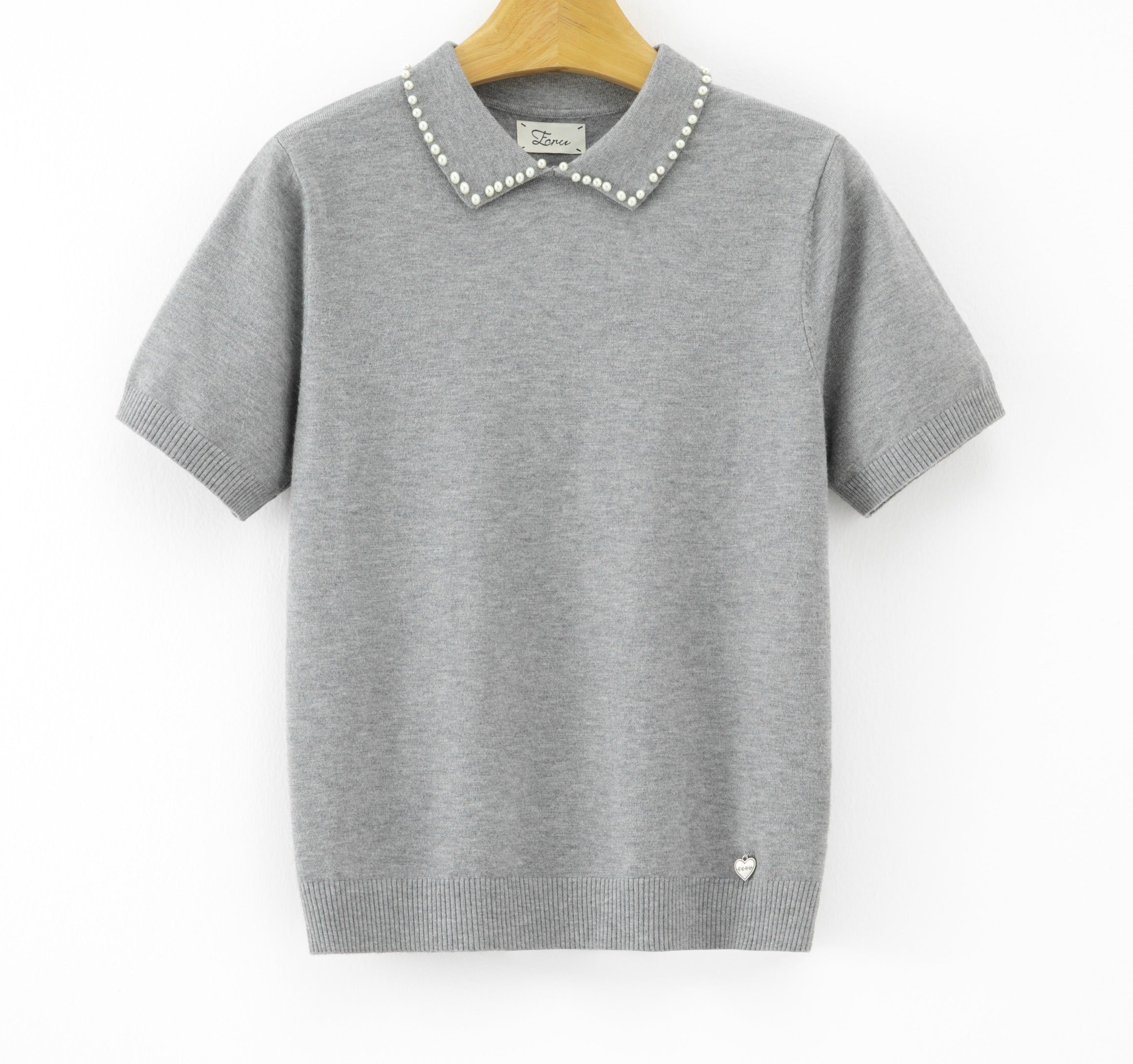 LUPCP3 Grey Pearl Collar Sweater
