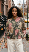 ZOJ18 Olive Lily Leopard Tencel Jacket - model styled photo