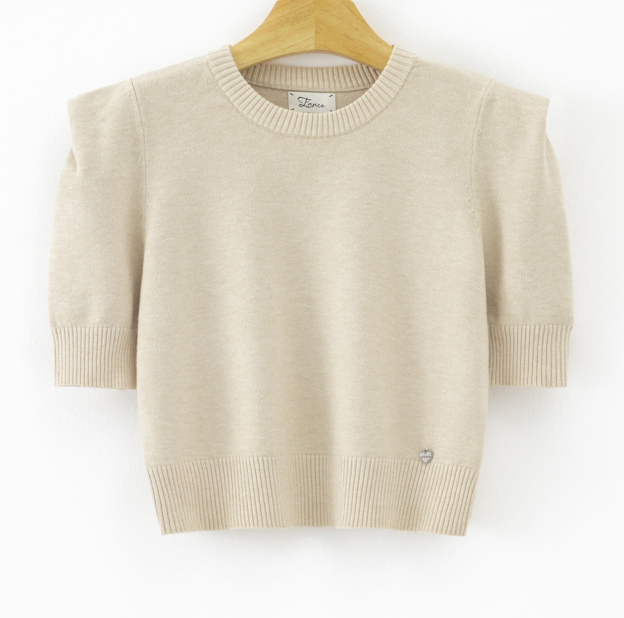 LUSSS5 Ecru Structured Shoulder Sweater