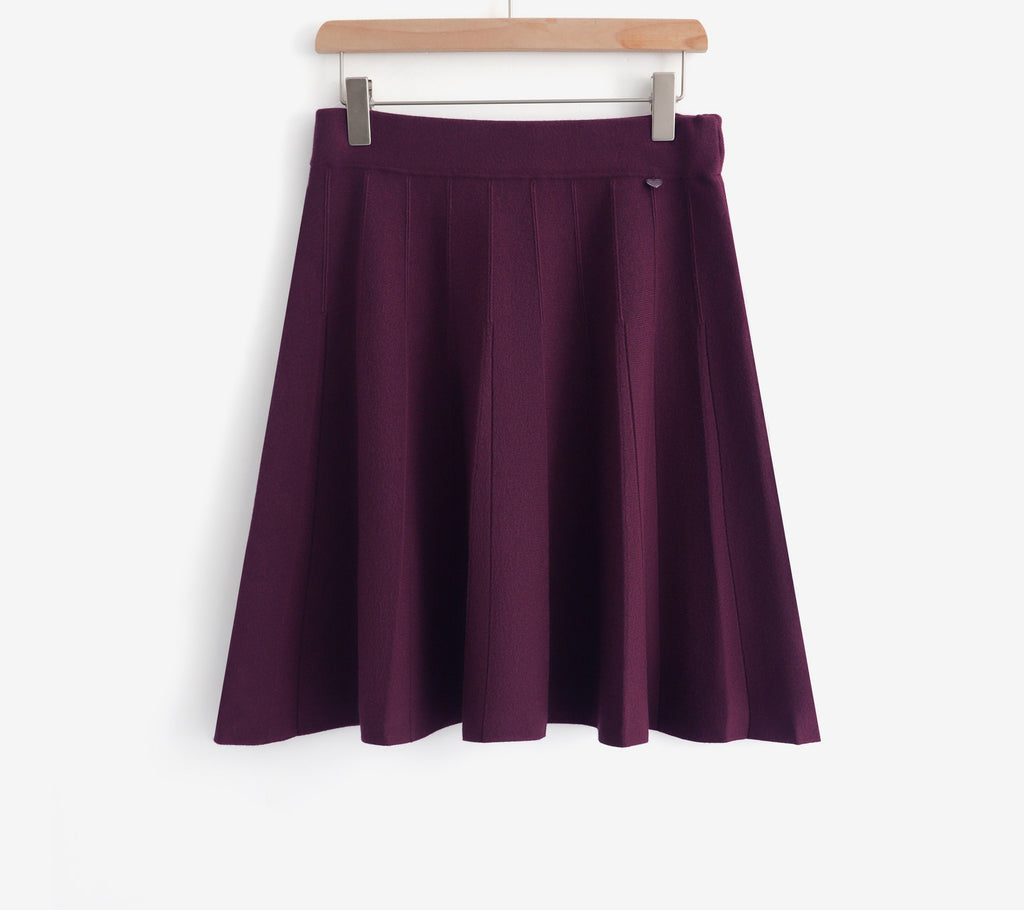 LUPKS9 Purple Pleated Knit Skirt