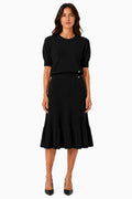 LUMKS3 Black Ruffle Hem Skirt