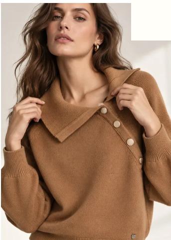 LUAN1 Camel Asymmetric Sweater