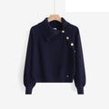 LUAN9 Navy Asymmetric Sweater