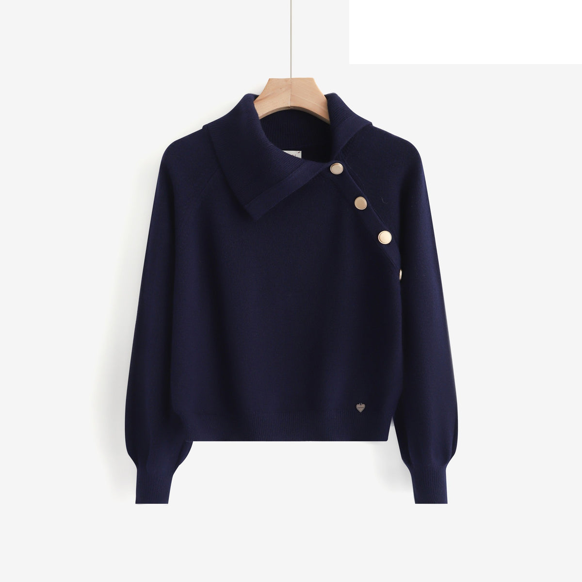 LUAN9 Navy Asymmetric Sweater