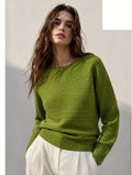 LUBN1 Olive Boat Neck Sweater