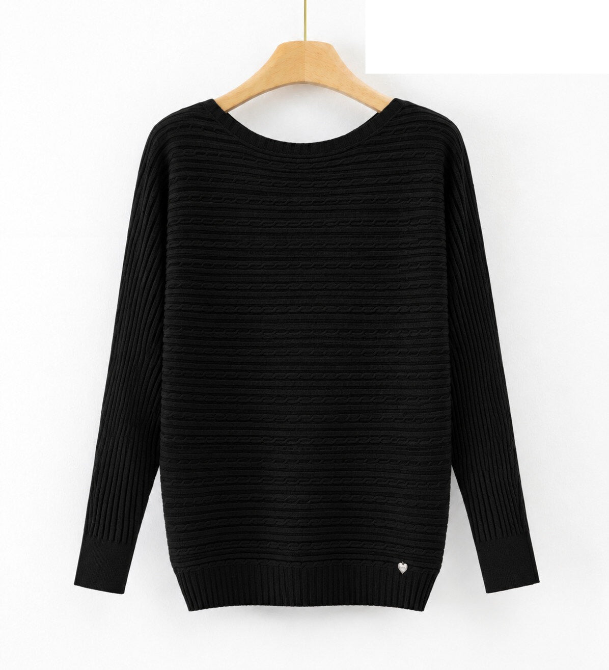 LUBN2 Black Boat Neck Sweater
