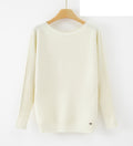 LUBN4 White Boat Neck Sweater