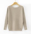 LUBN7 Beige Boat Neck Sweater