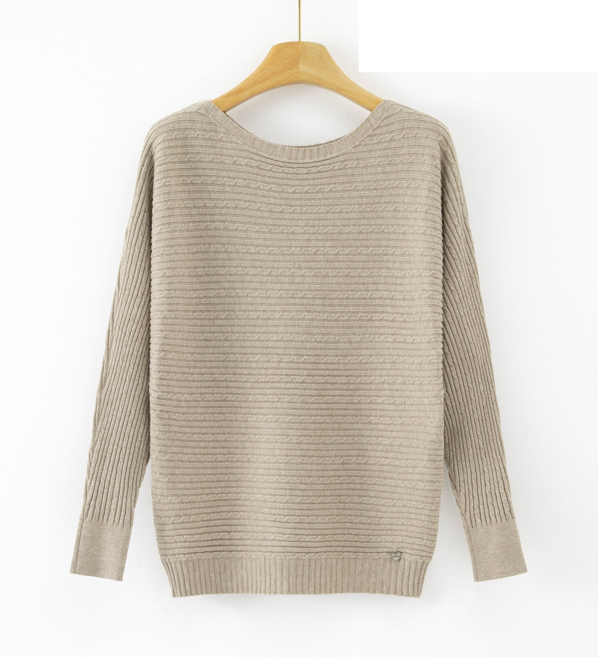LUBN7 Beige Boat Neck Sweater