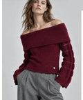 LUBS1 Burgundy Bardot Sweater