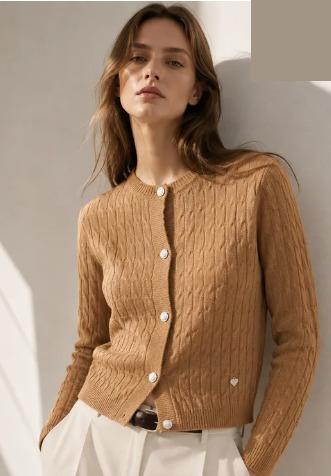 LUCB1 Camel Cable Cardigan