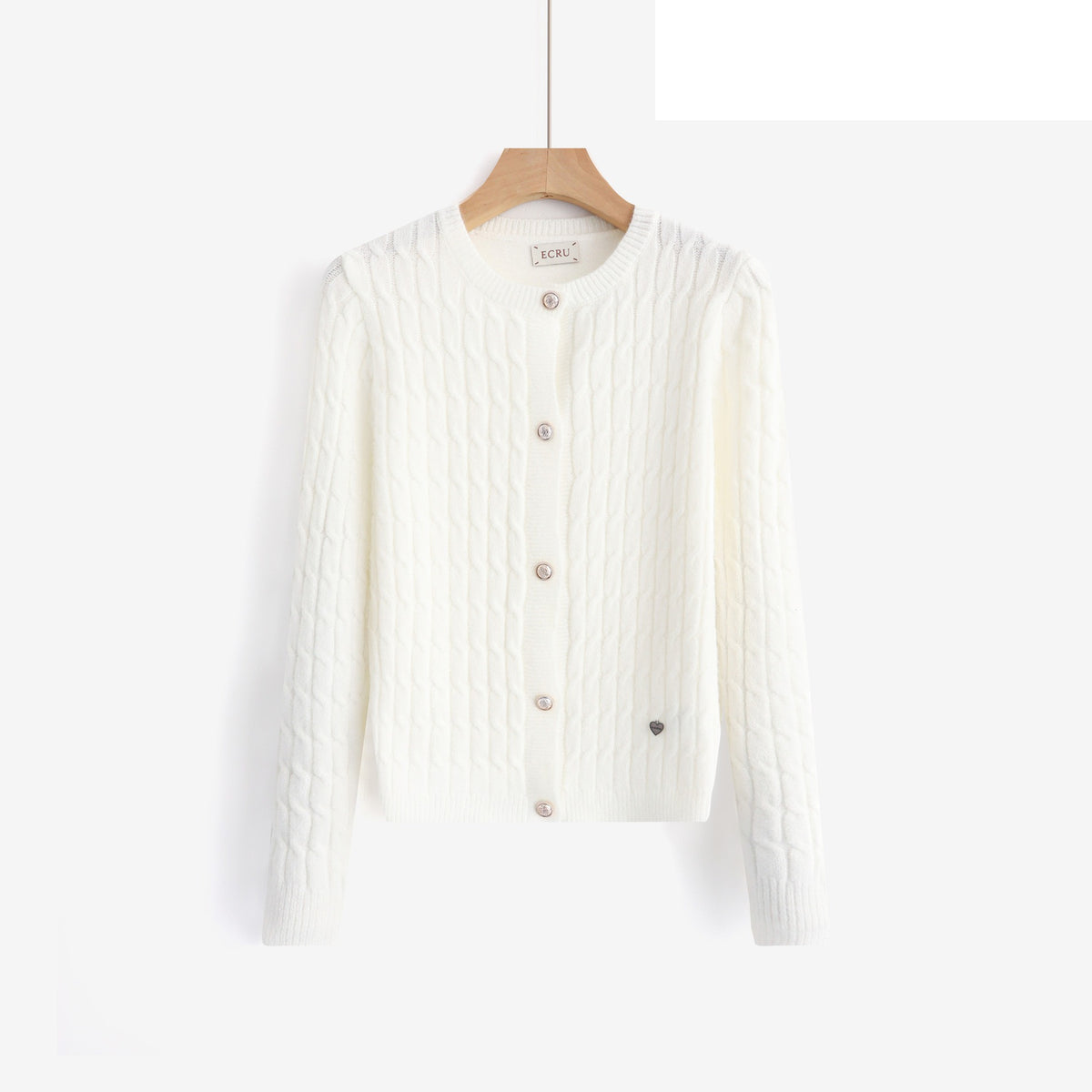LUCB4 White Cable Cardigan