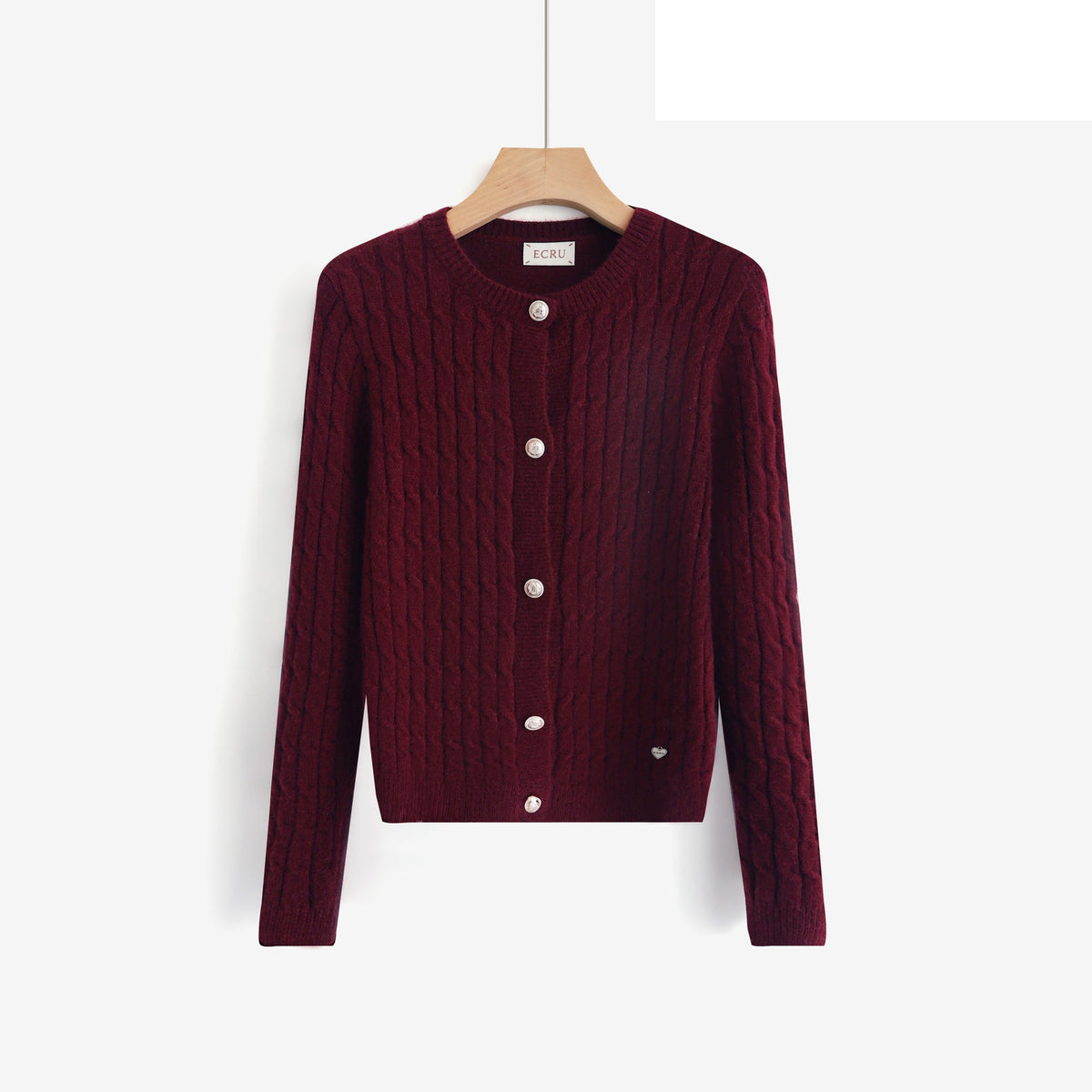 LUCB6 Burgundy Cable Cardigan