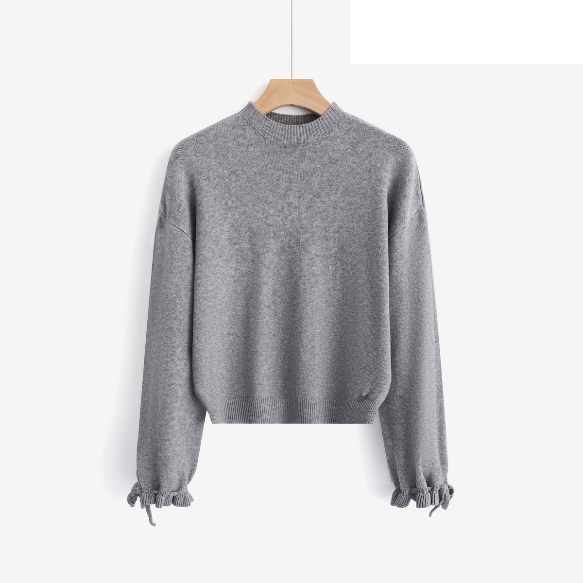 LUCR2 Grey Ruched-Sleeve Sweater