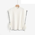 LUPN4 White Contrast-Trim Poncho