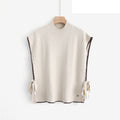 LUPN5 Ivory Contrast-Trim Poncho