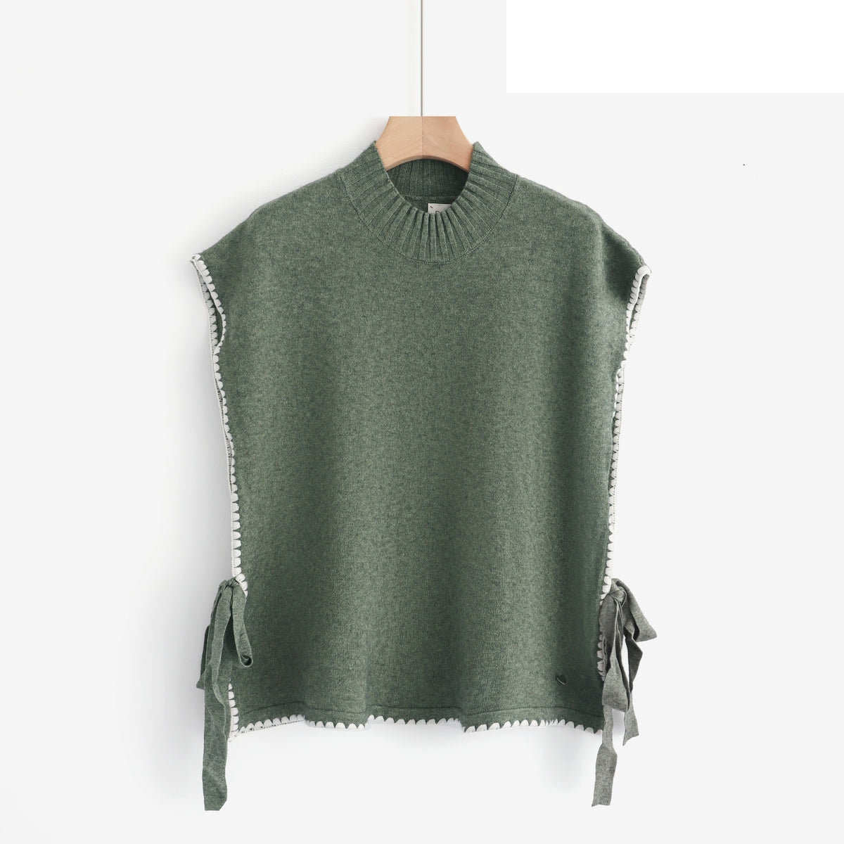 LUPN8 Khaki Contrast-Trim Poncho