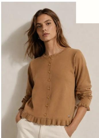 LURC1 Camel Ruffle Cardigan