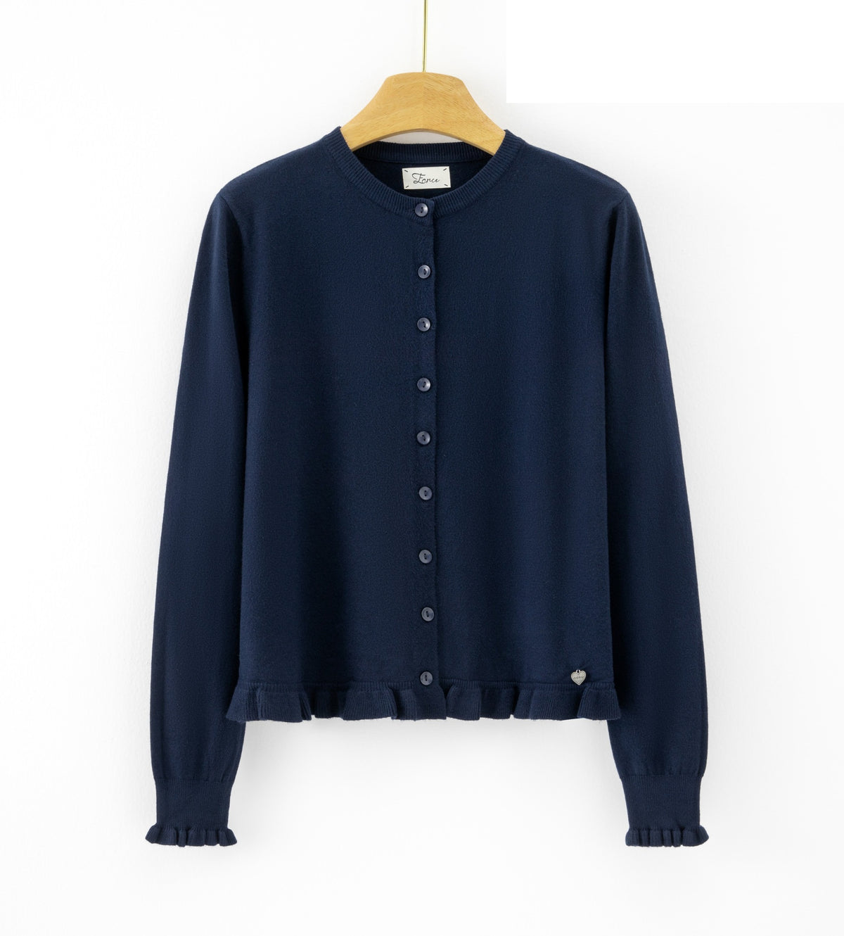 LURC10 Navy Ruffle Cardigan