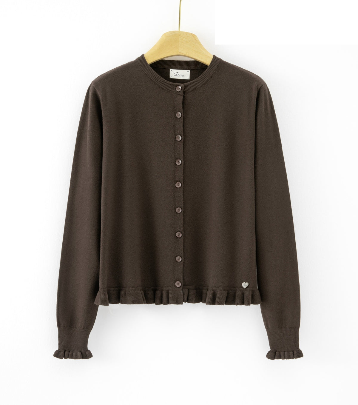 LURC11 Coffee Ruffle Cardigan