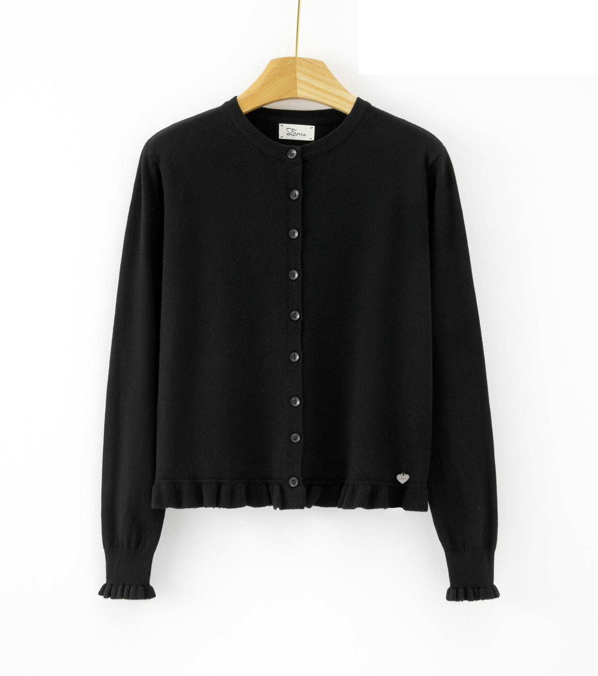 LURC2 Black Ruffle Cardigan