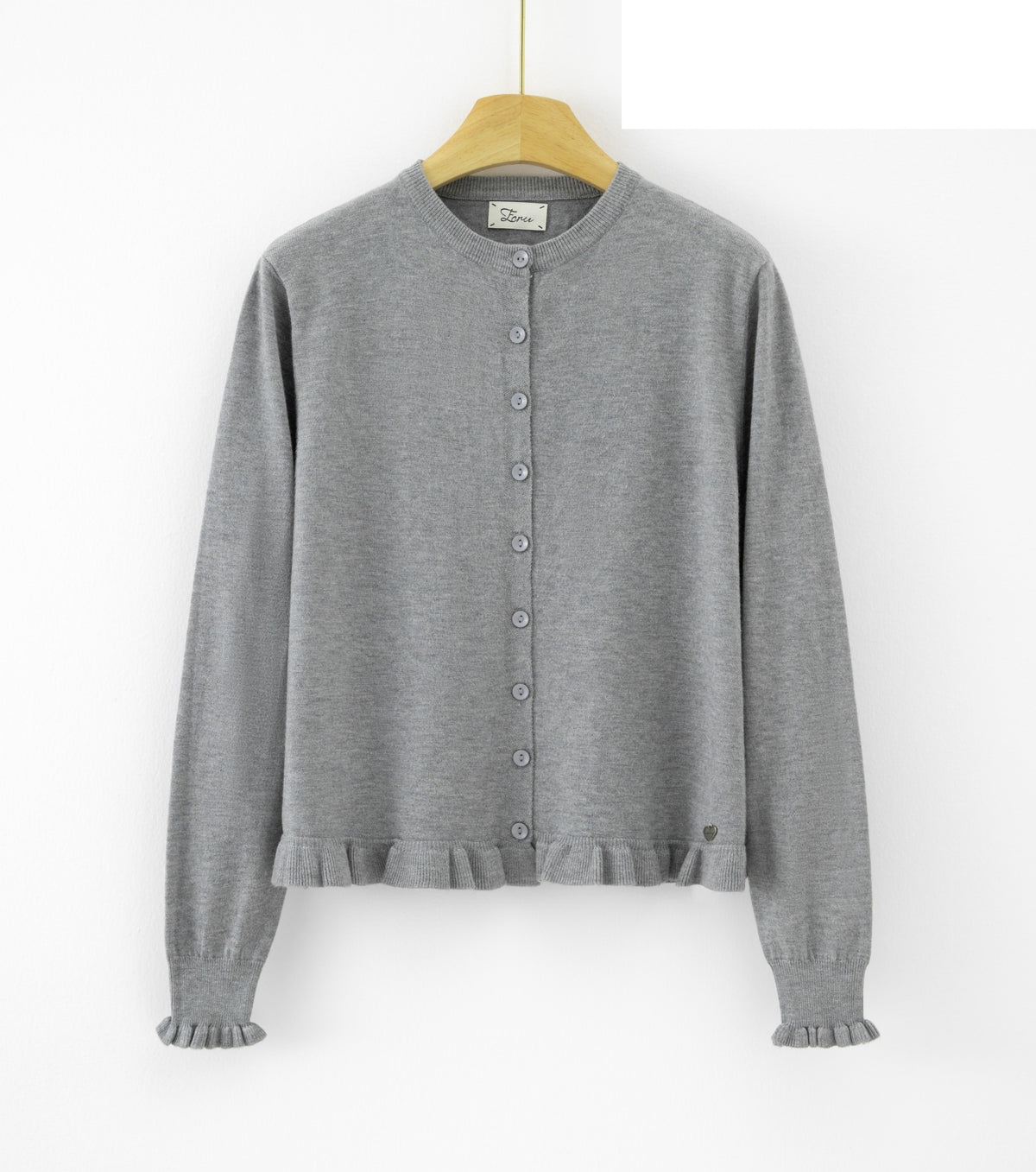 LURC3 Grey Ruffle Cardigan